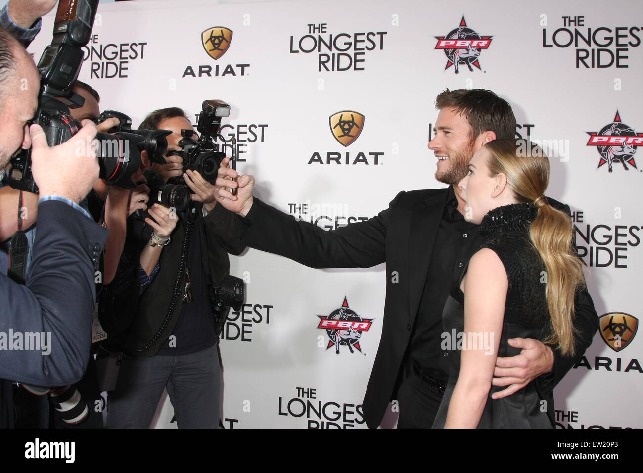 La corsa più lunga Premiere con: Scott Eastwood, Britt Robertson dove: Los Angeles, California, Stati Uniti quando: 07 Apr 2015 C Foto Stock