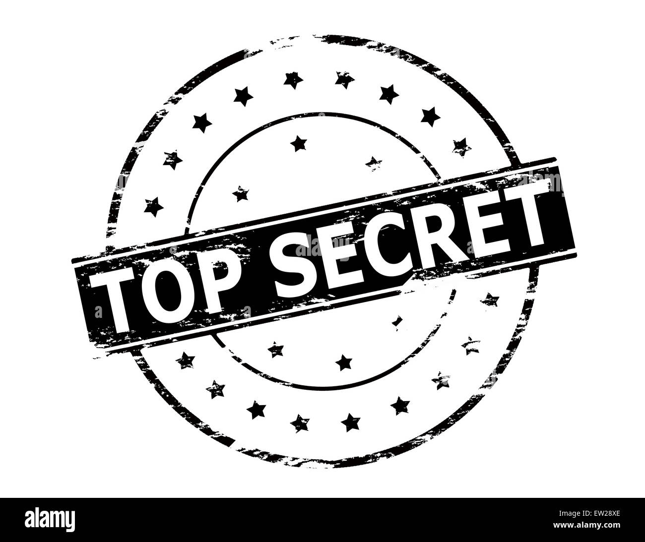 Timbro di gomma con il testo top secret all'interno, illustrazione Foto Stock