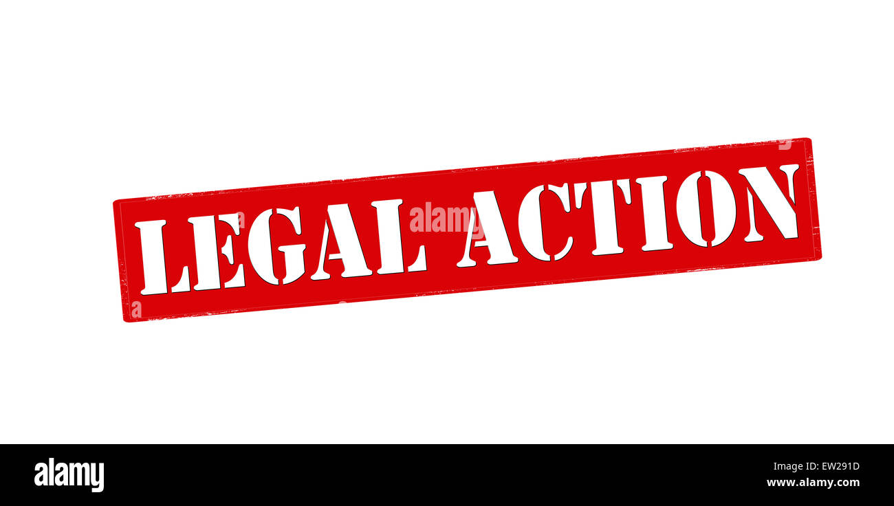Timbro di gomma con testo azione legale interno, illustrazione Foto Stock
