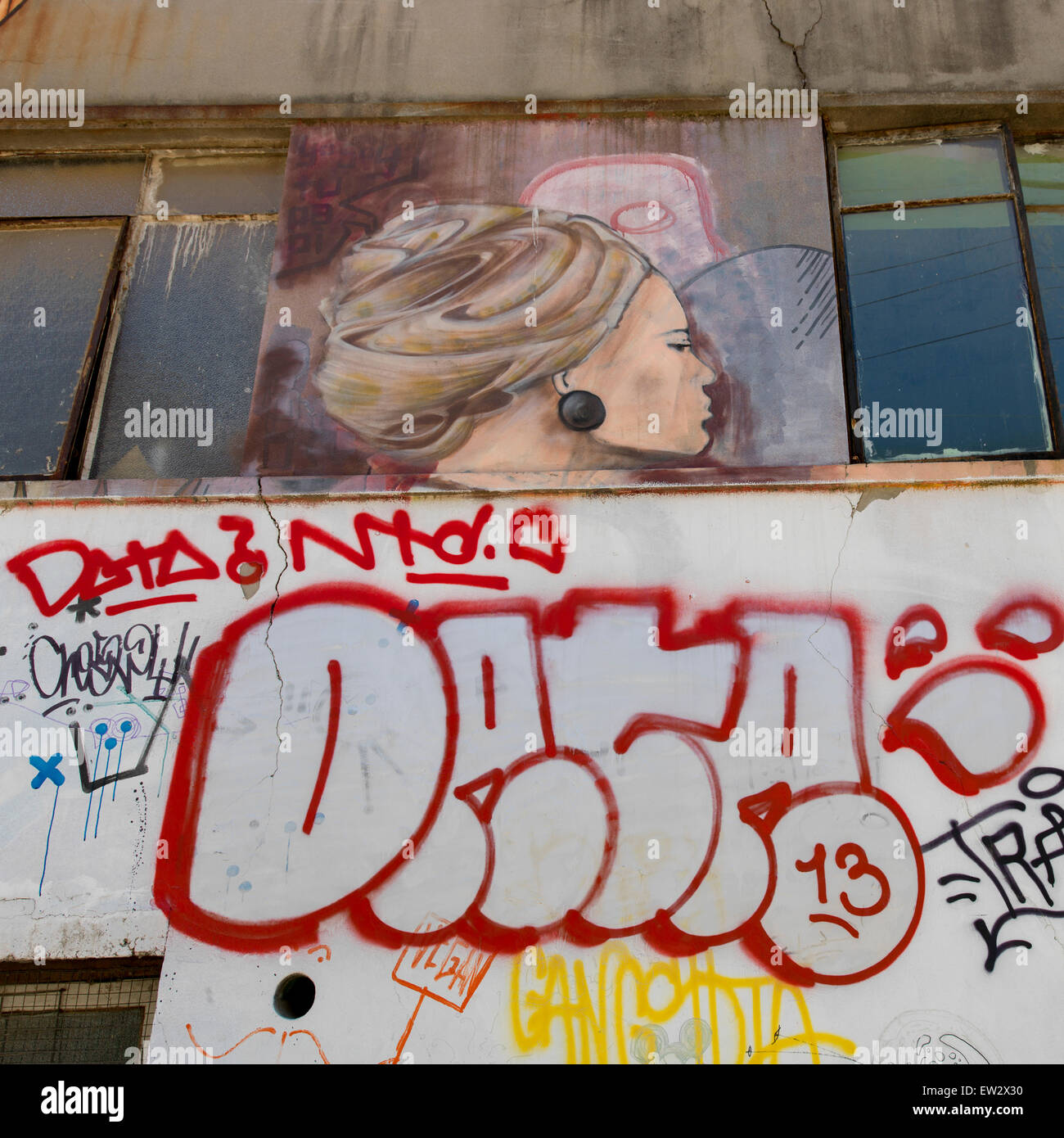 Graffiti sul muro, Valparaiso, Cile Foto Stock