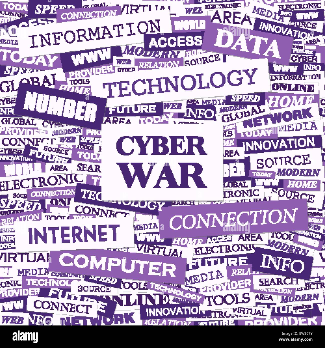 CYBER WAR. Concetto illustrazione. Graphic raccolta tag. Wordcloud collage. Illustrazione Vettoriale