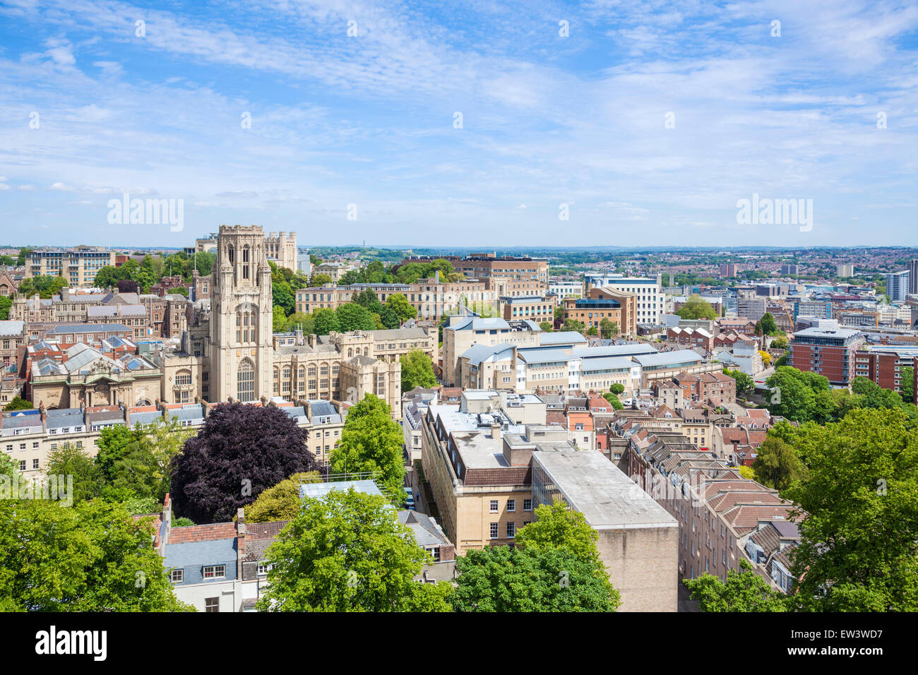 Bristol Skyline con l'Università di Bristol Wills Memorial Building in primo piano Bristol Avon England Regno Unito GB EU Europe Foto Stock