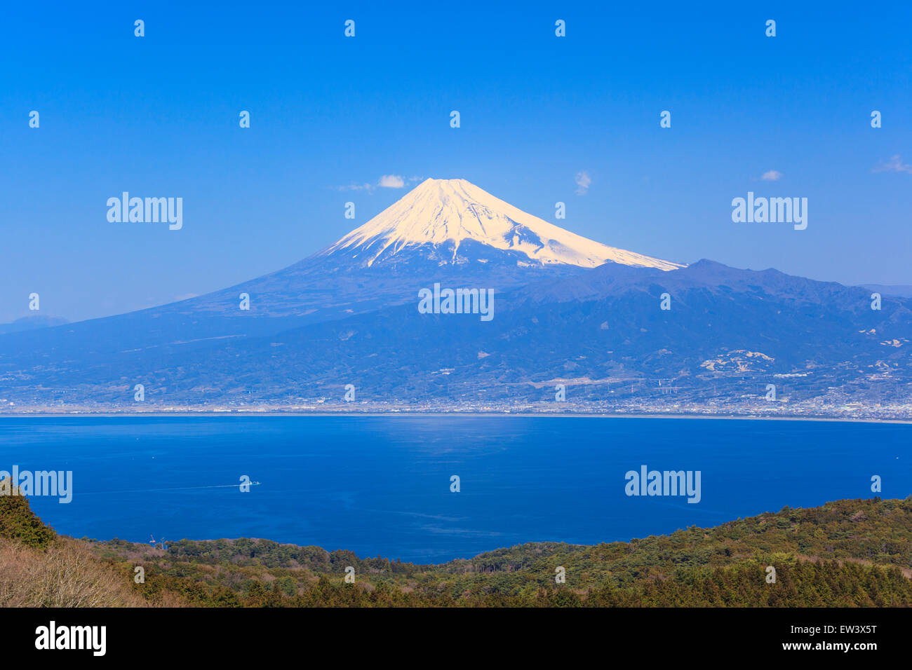 Mt. Fuji e Suruga bay da Darumayama altopiano, Penisola di Izu, Giappone Foto Stock