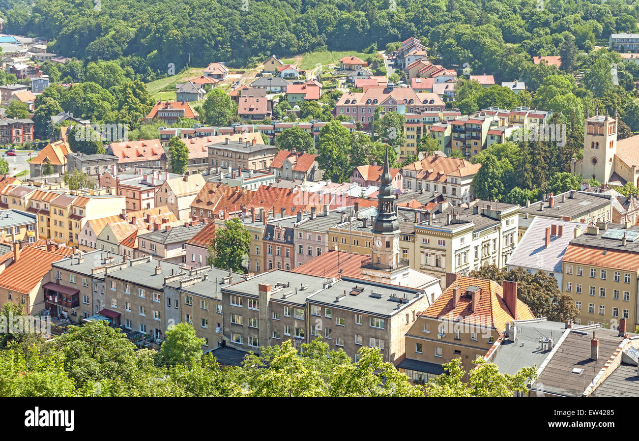 Fotografia aerea della città Bolkow, quartiere residenziale, Polonia. Foto Stock