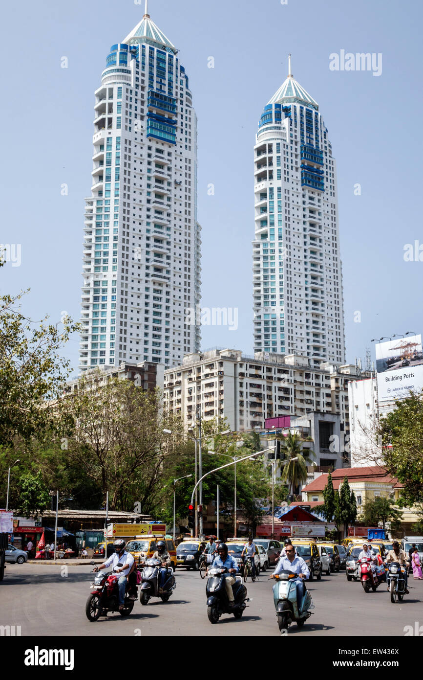 Mumbai India, Tardeo, Jehangir Boman Behram Road, architetto Hafeez Contractor, l'edificio più alto, le torri gemelle imperiali, condomini residenziali, alto ris Foto Stock