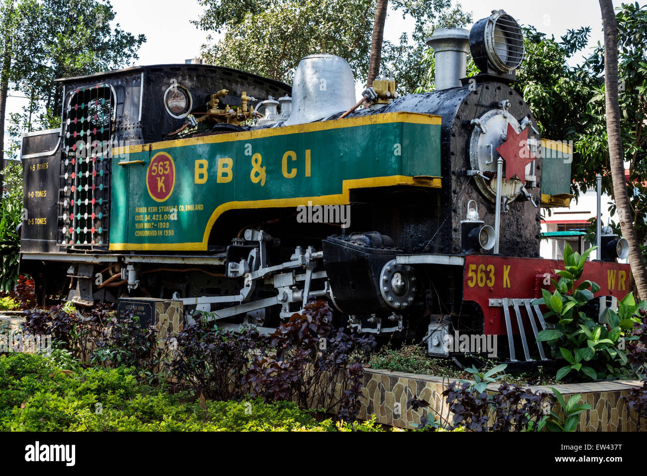 Mumbai India, stazione ferroviaria centrale di Mumbai, treno, Western Line, Little Red Horse, motore locomotiva a scartamento ridotto, India150303061 Foto Stock