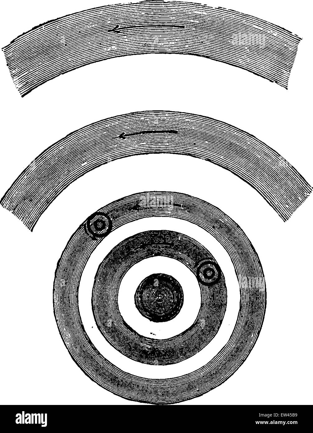 Formazione di origine nebulosi degli anelli planetari e condensazione, vintage illustrazioni incise. Messa a terra prima di uomo - 1886. Illustrazione Vettoriale