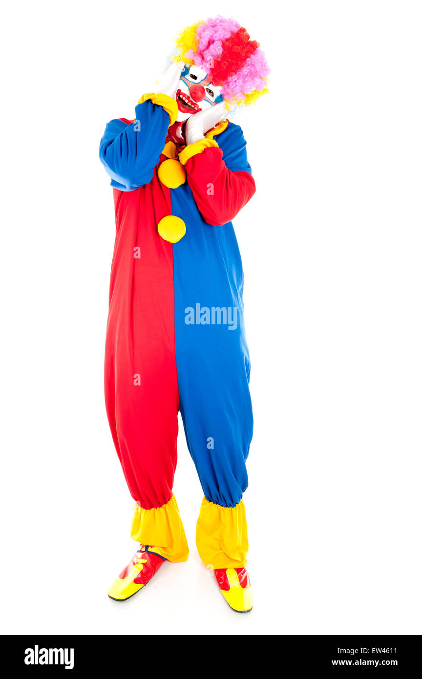 Studio shot di un pazzo clown Foto Stock