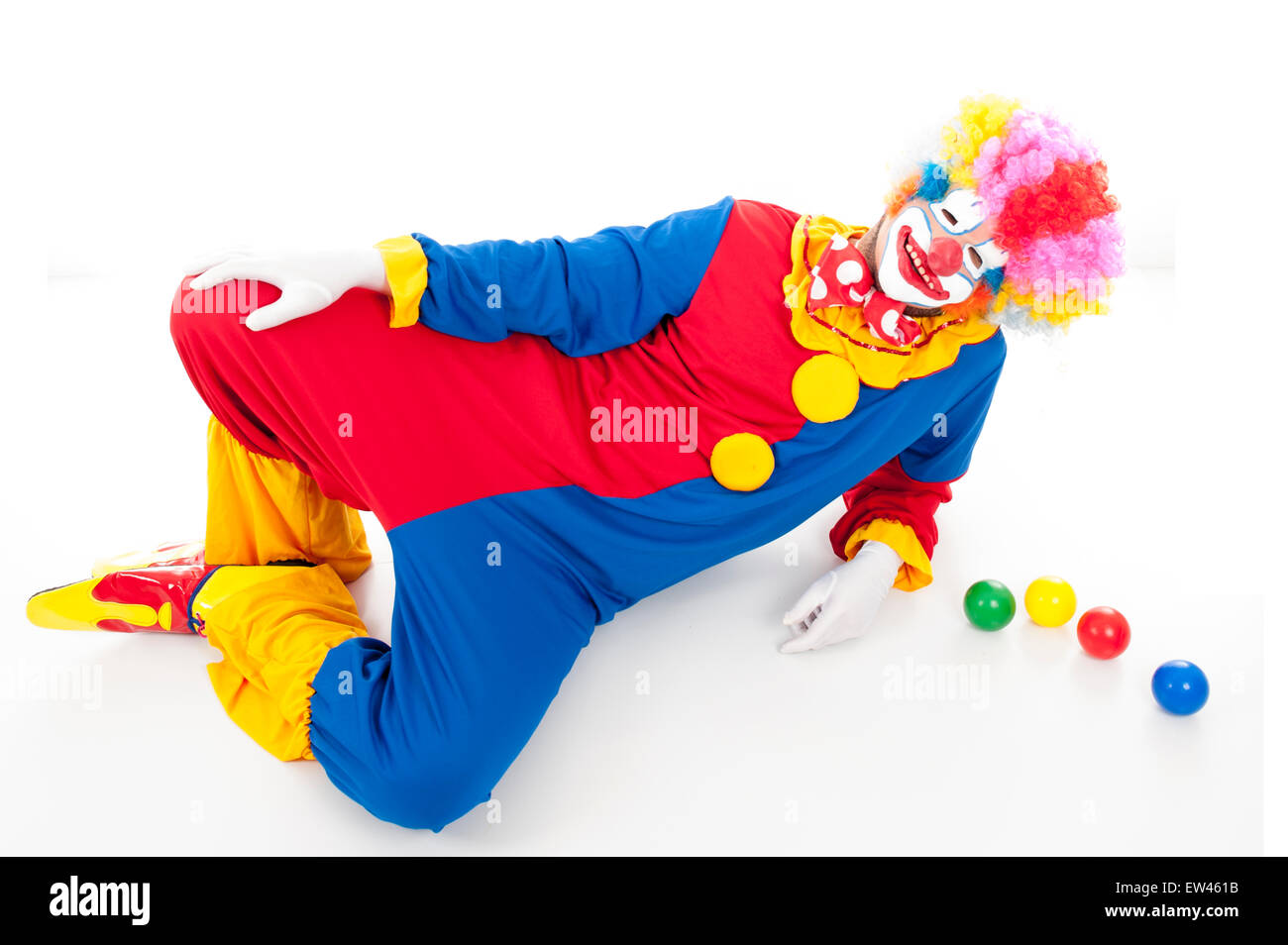Studio shot di un pazzo clown Foto Stock