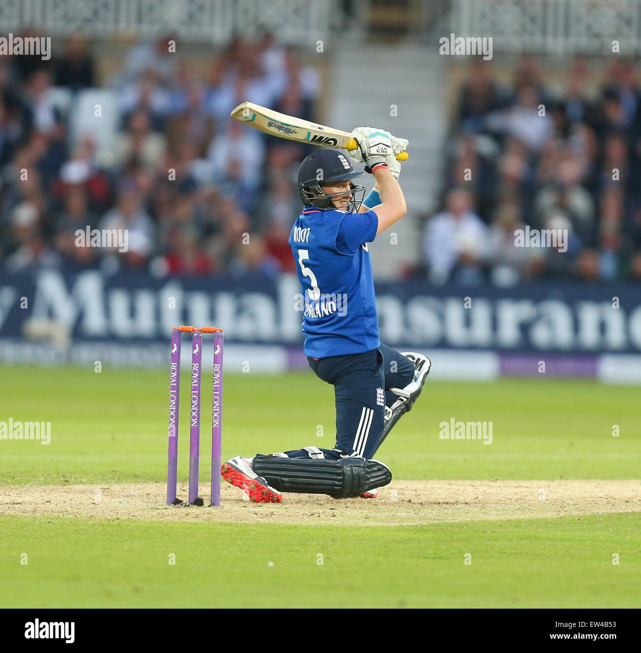 Nottingham, Regno Unito. 17 Giugno, 2015. 4° ODI Royal London One-Day serie. Tra Inghilterra e Nuova Zelanda. Joe radice di Inghilterra gioca un colpo. Credito: Azione Sport Plus/Alamy Live News Foto Stock