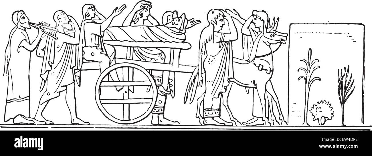 Un convoglio Grecia, vintage illustrazioni incise. Illustrazione Vettoriale