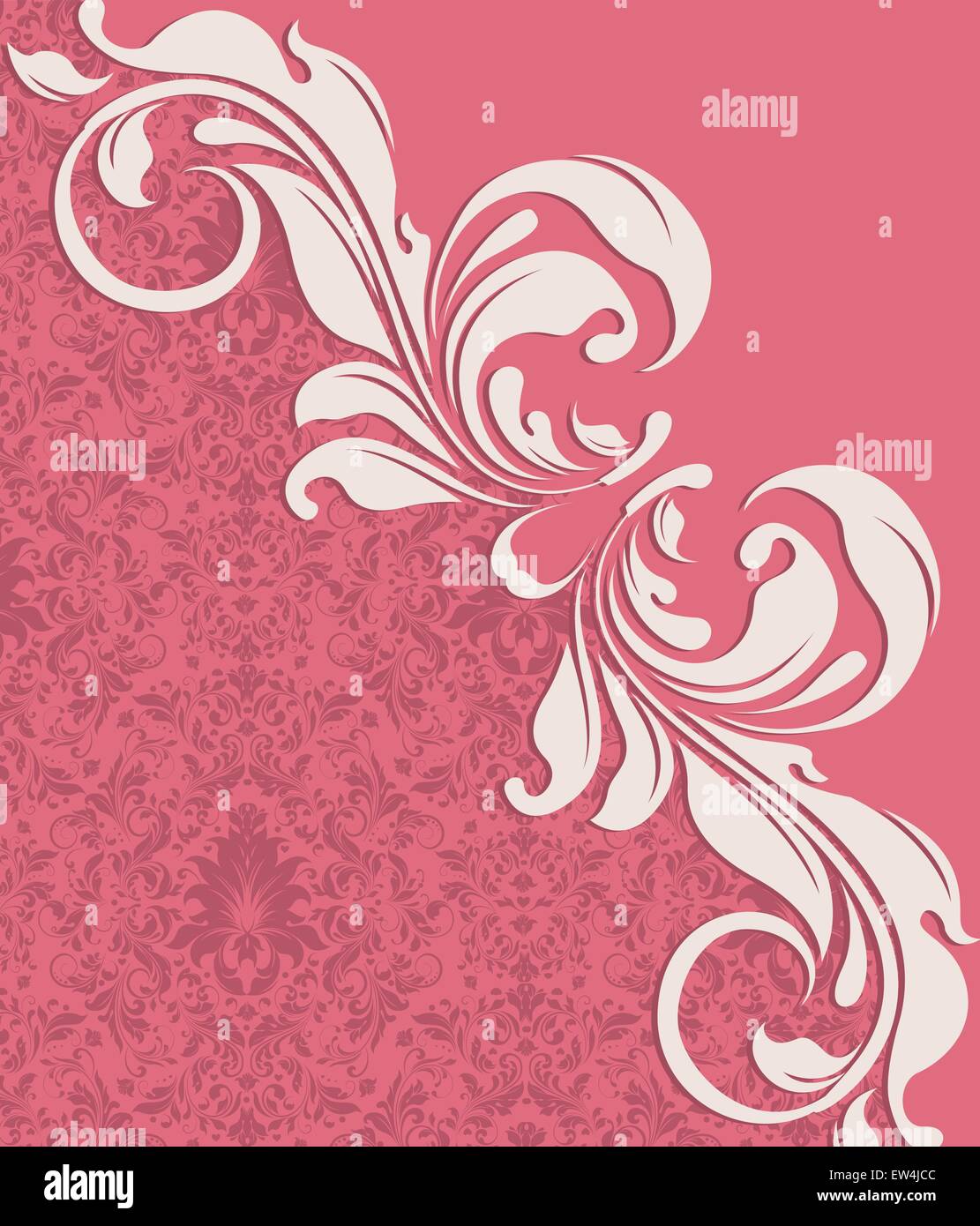 Invito Vintage card con ornati astratta elegante design floreale, bianco di lampone e di rosa fiori rosa confetto sfondo. V Illustrazione Vettoriale