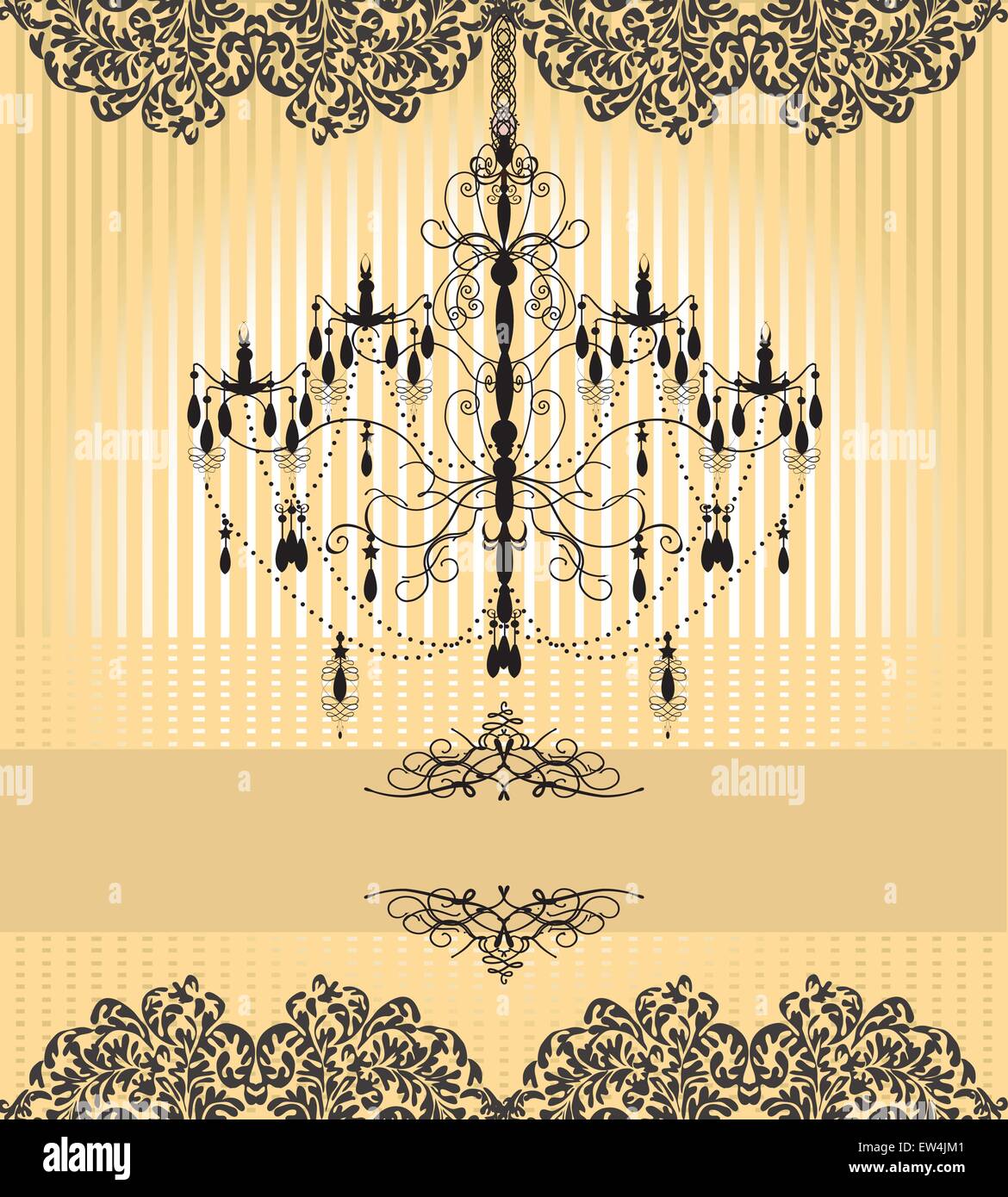 Vintage scheda invito ornato di eleganti astratta Retrò design floreale, grigio scuro fiori e foglie su striped e maglia beige Illustrazione Vettoriale