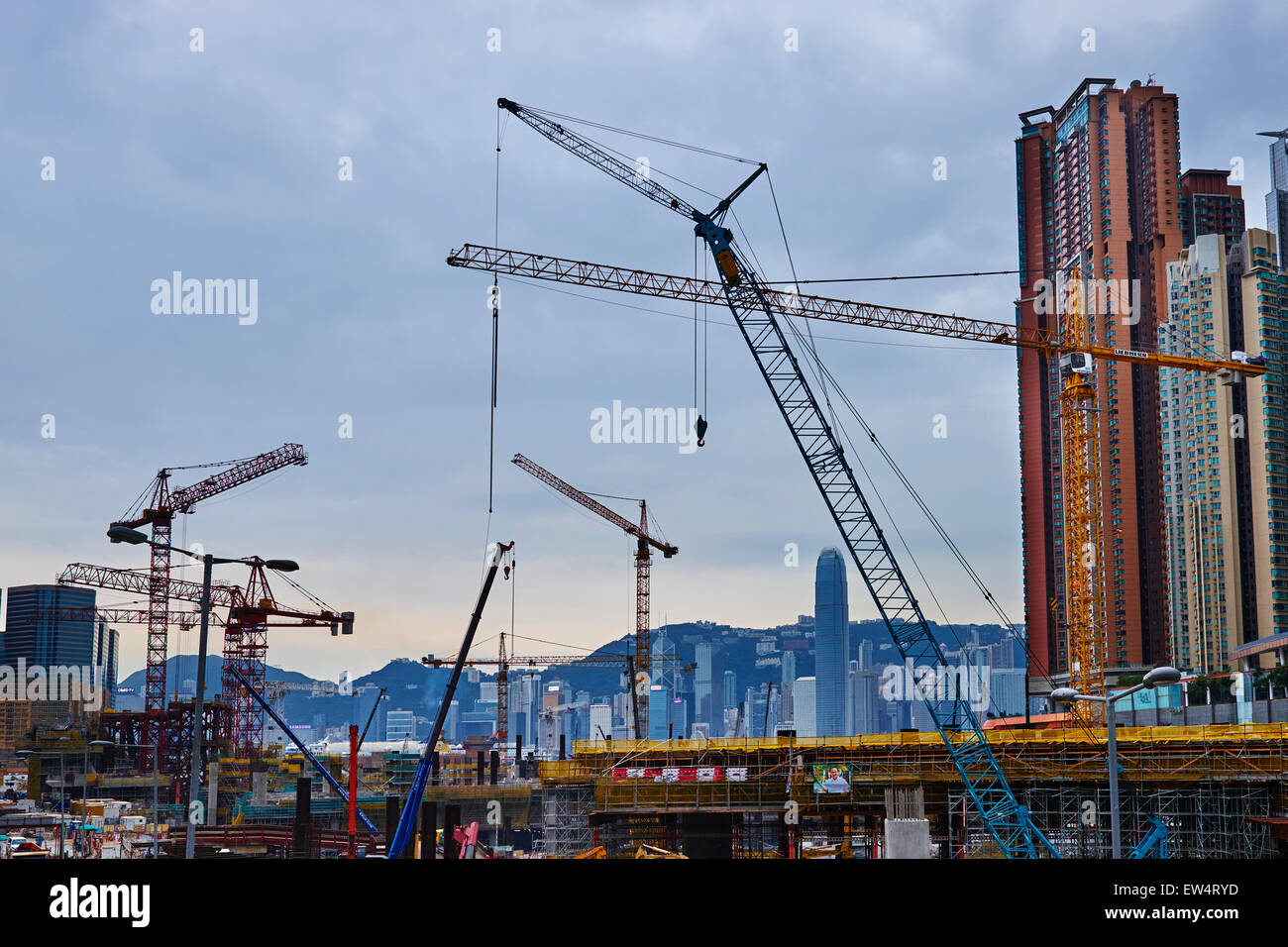 Cina, Hong Kong Kowloon, nuova costruzione costruisce appositamente, worksite Foto Stock