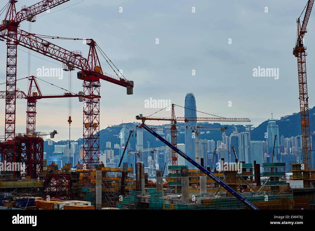 Cina, Hong Kong Kowloon, nuova costruzione costruisce appositamente, worksite Foto Stock