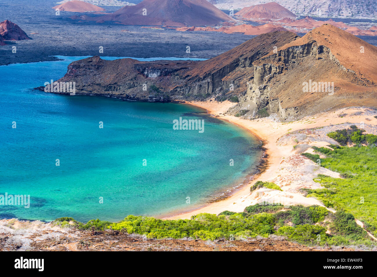 Bellissima spiaggia sul Bartolome Island nelle Isole Galapagos in Ecuador Foto Stock