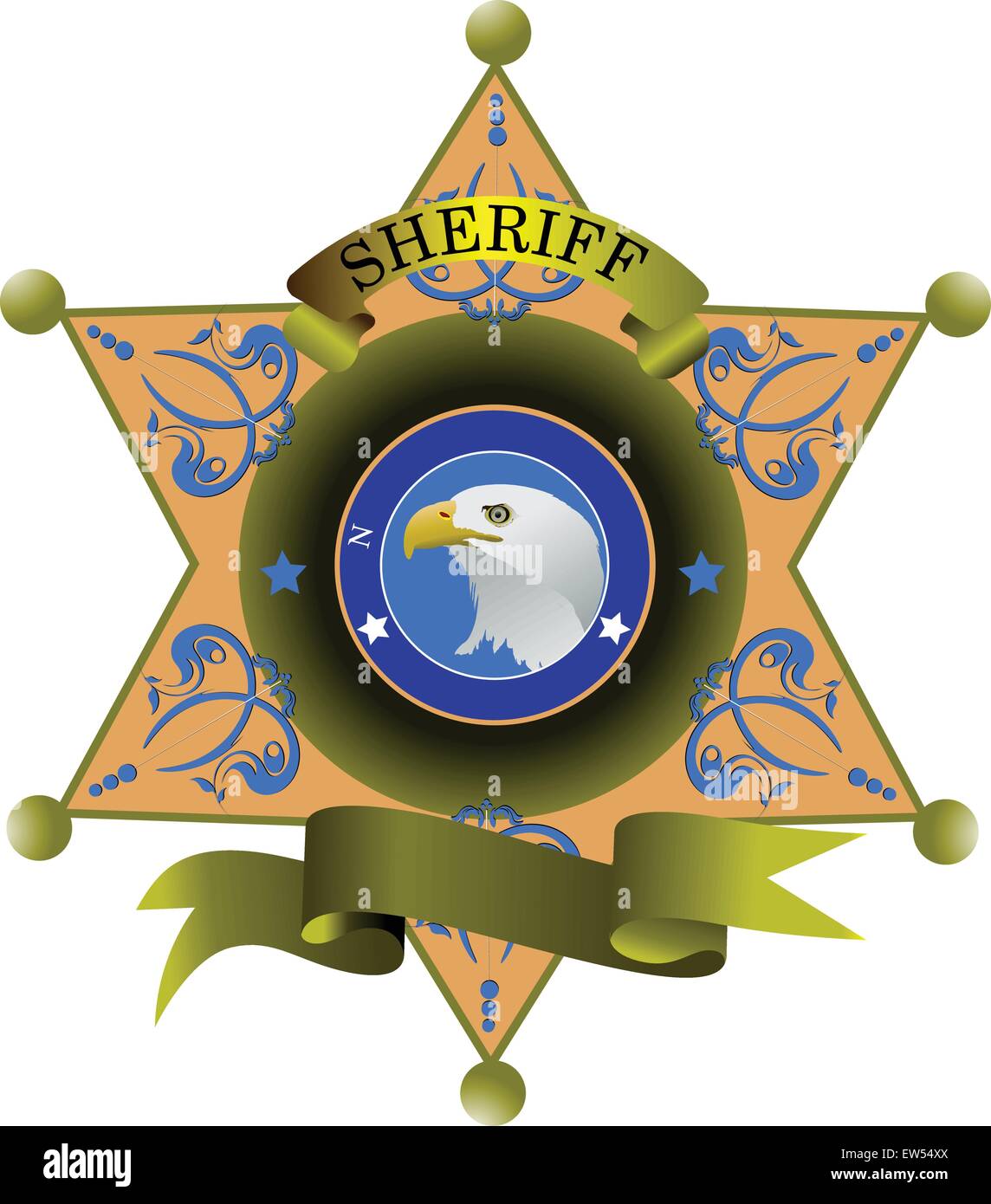 Sceriffo del badge su sfondo bianco Illustrazione Vettoriale
