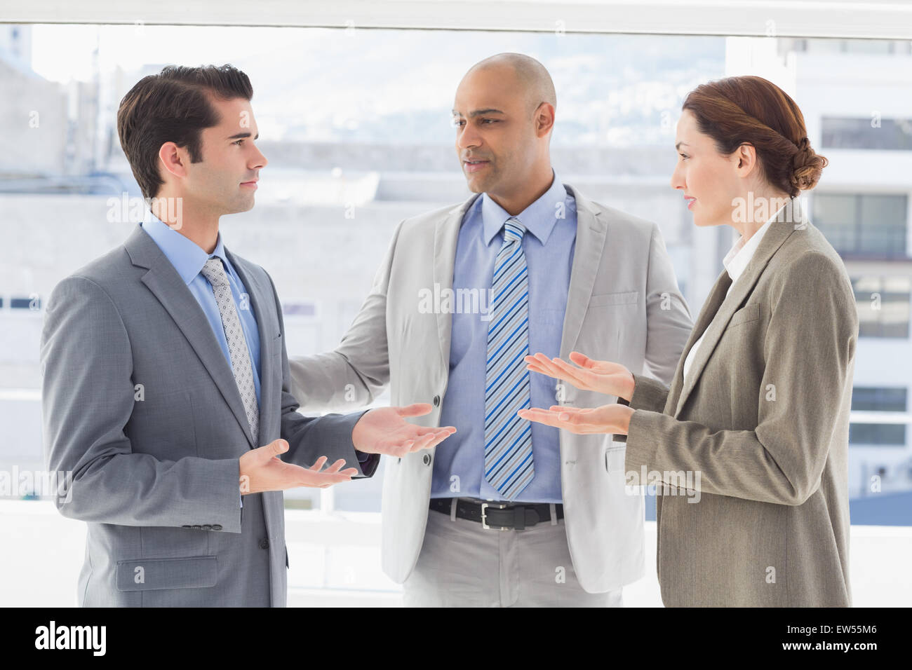 Colleghi di lavoro avente un disaccordo Foto Stock