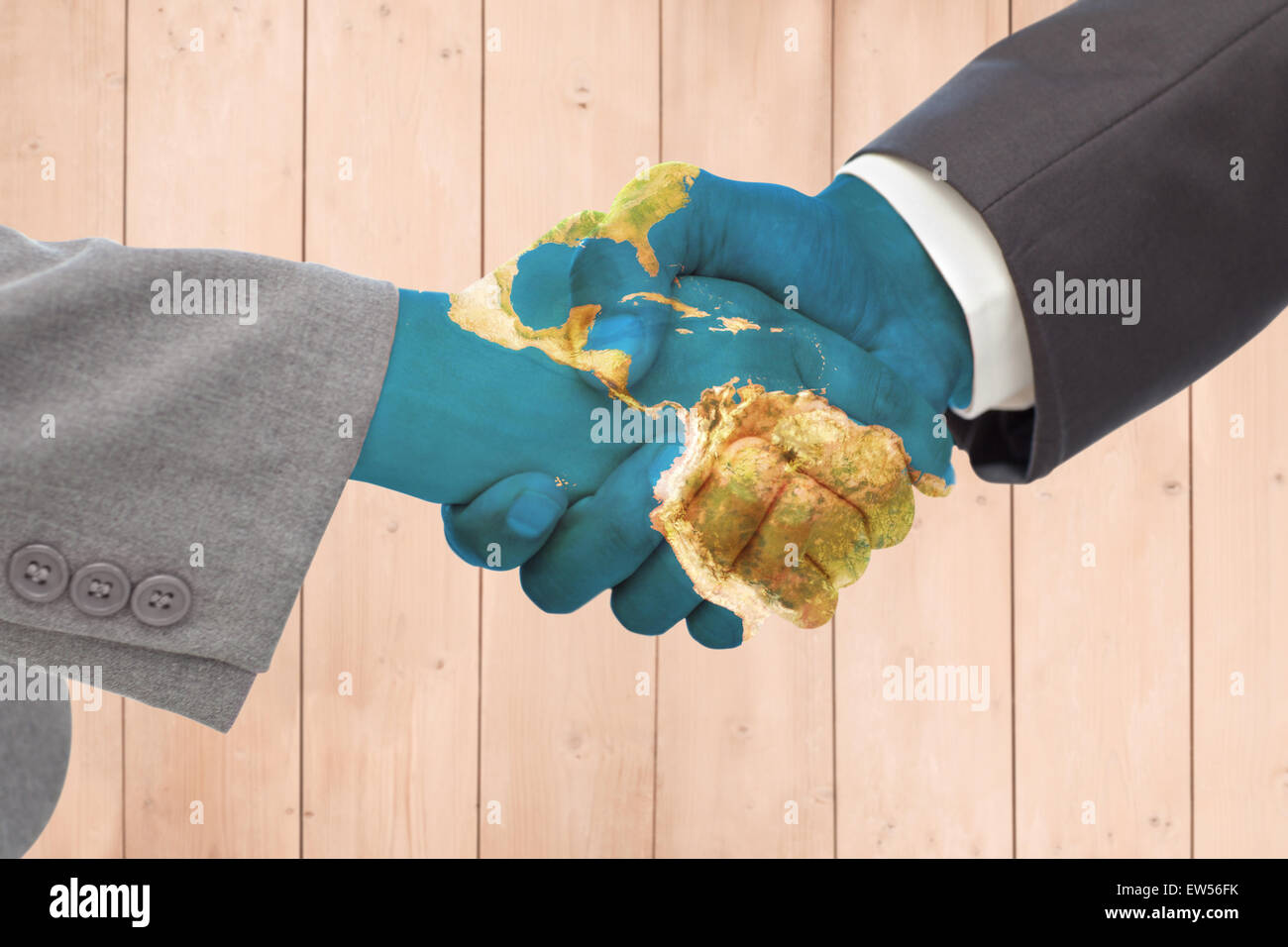 Immagine composita della stretta di mano tra due persone di affari Foto Stock