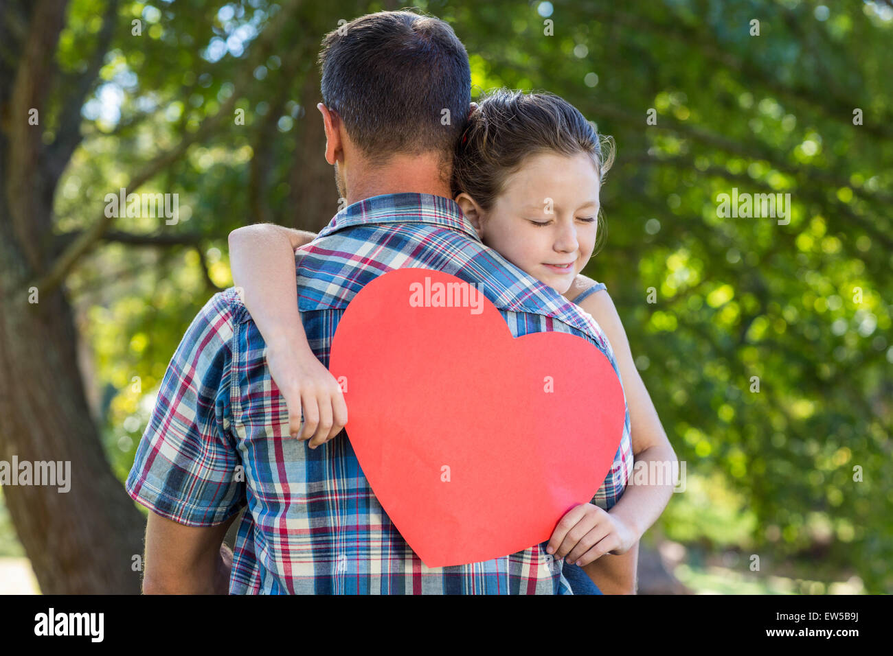 Padre e figlia abbracciando nel parco Foto Stock