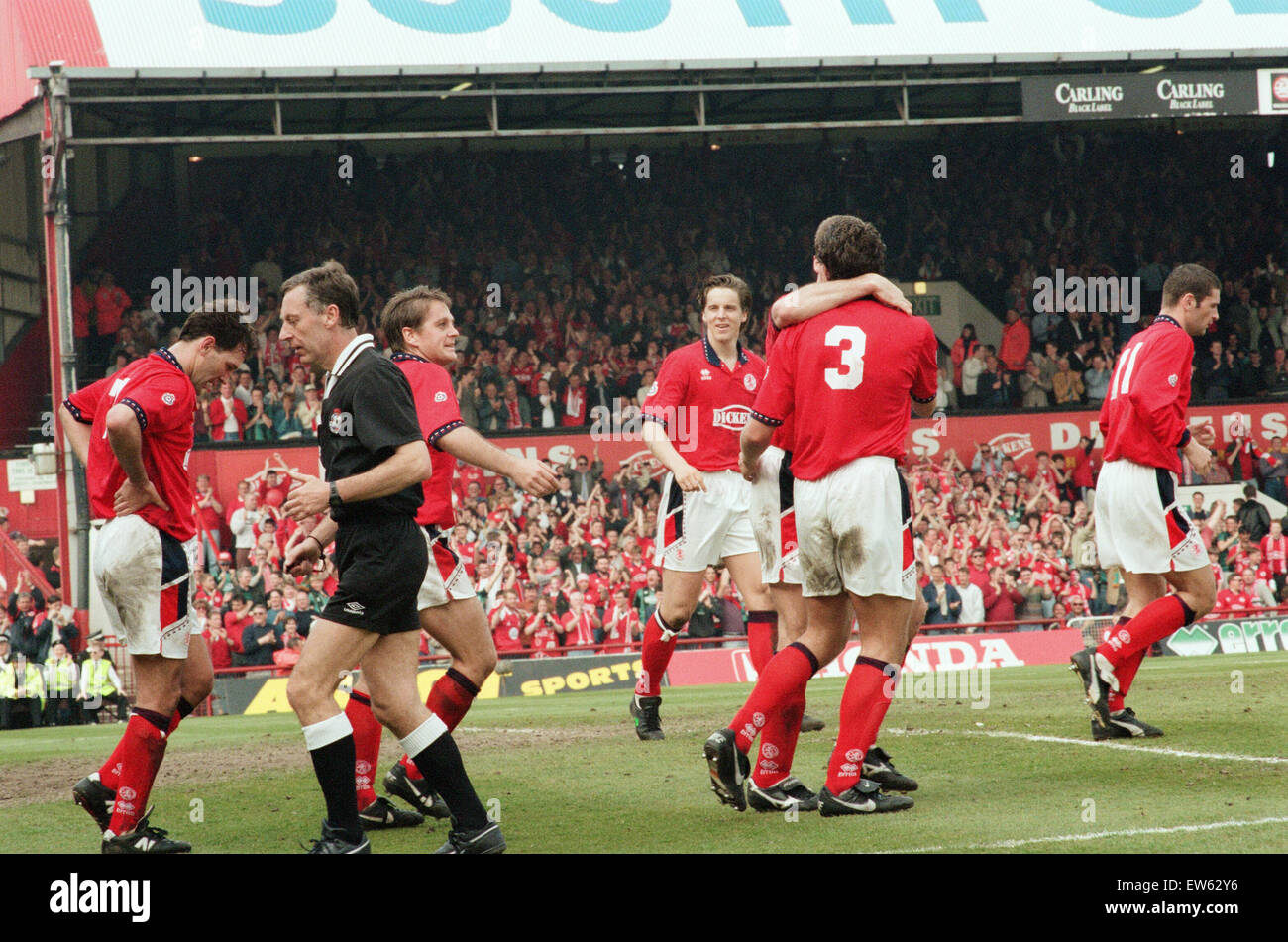 Middlesbrough v il centro di Luton, l'ultima partita giocata a Ayresome Park. Punteggio finale 2-1 a Middlesbrough. League Division 1. Il 30 aprile 1995. Foto Stock