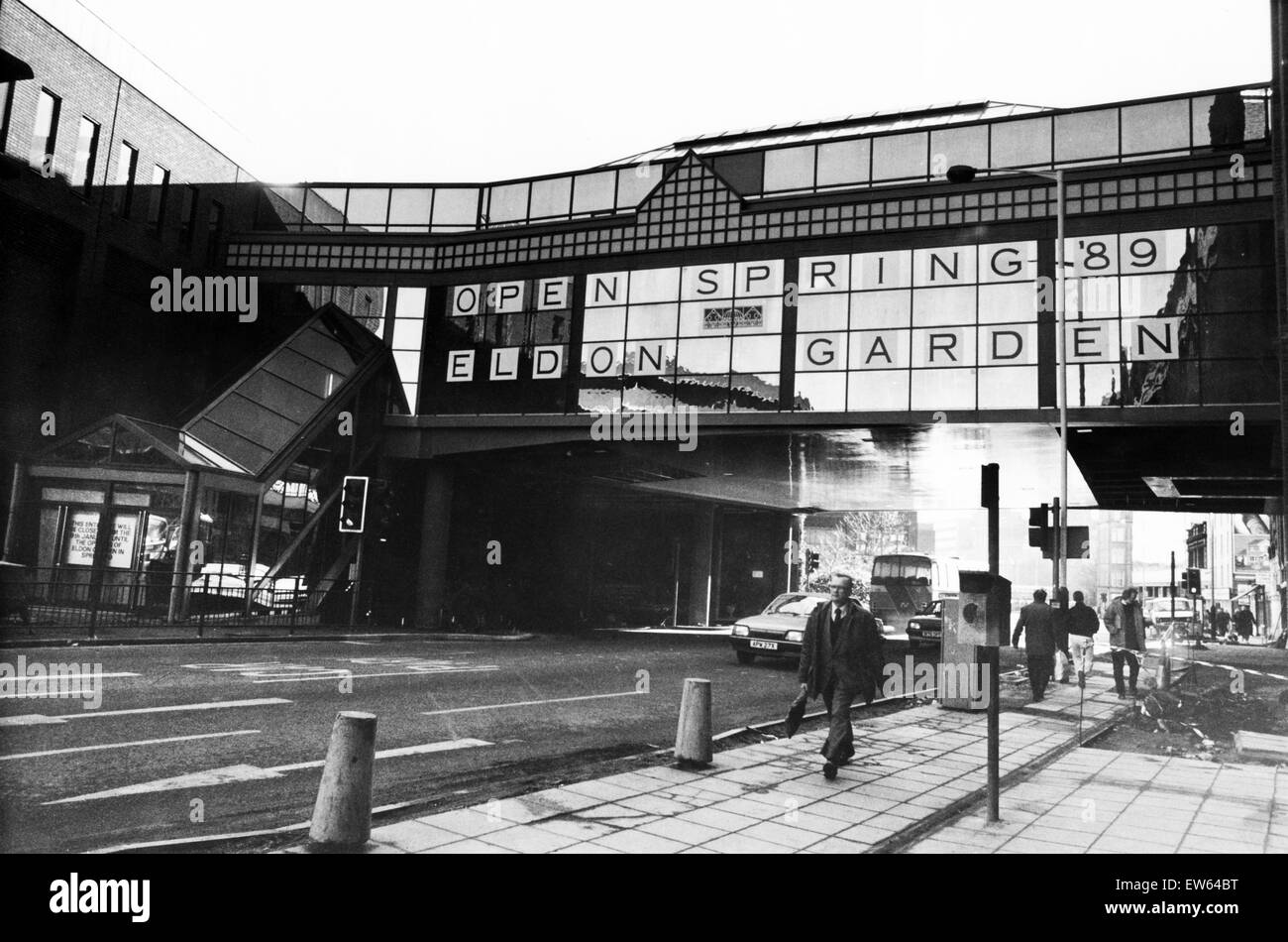 Vista esterna di Eldon Garden Shopping Centre, Newcastle upon Tyne, Tyne and Wear. Xx Febbraio 1989. Foto Stock