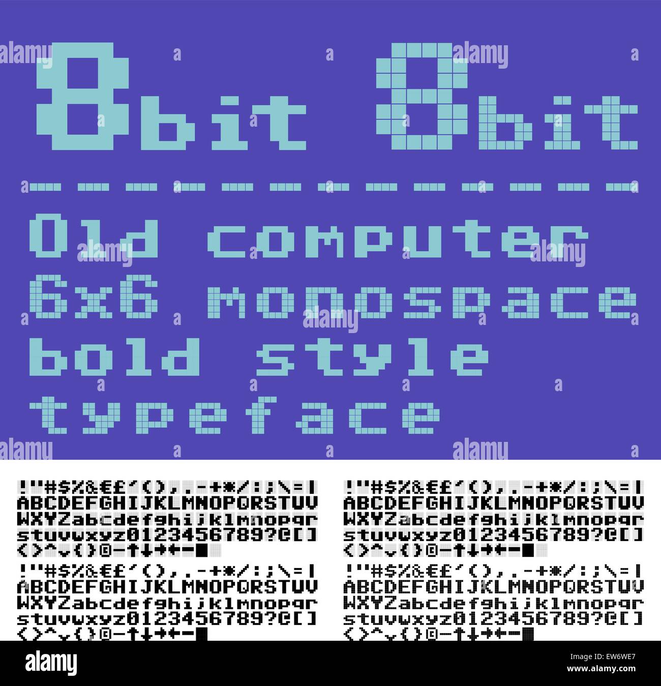 tipo di carattere a 8 bit Illustrazione Vettoriale