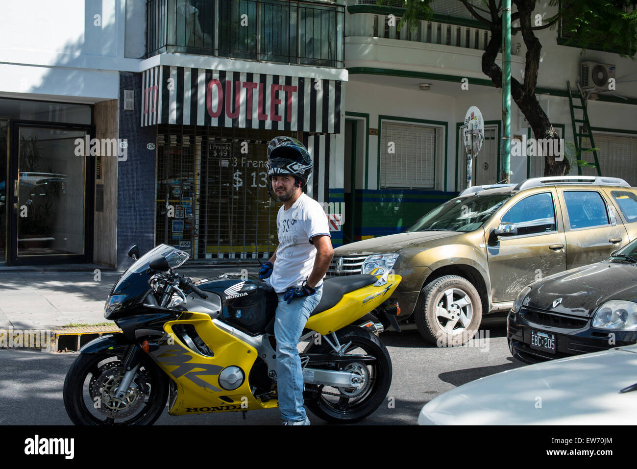 Motociclista, Buenos Aires Foto Stock