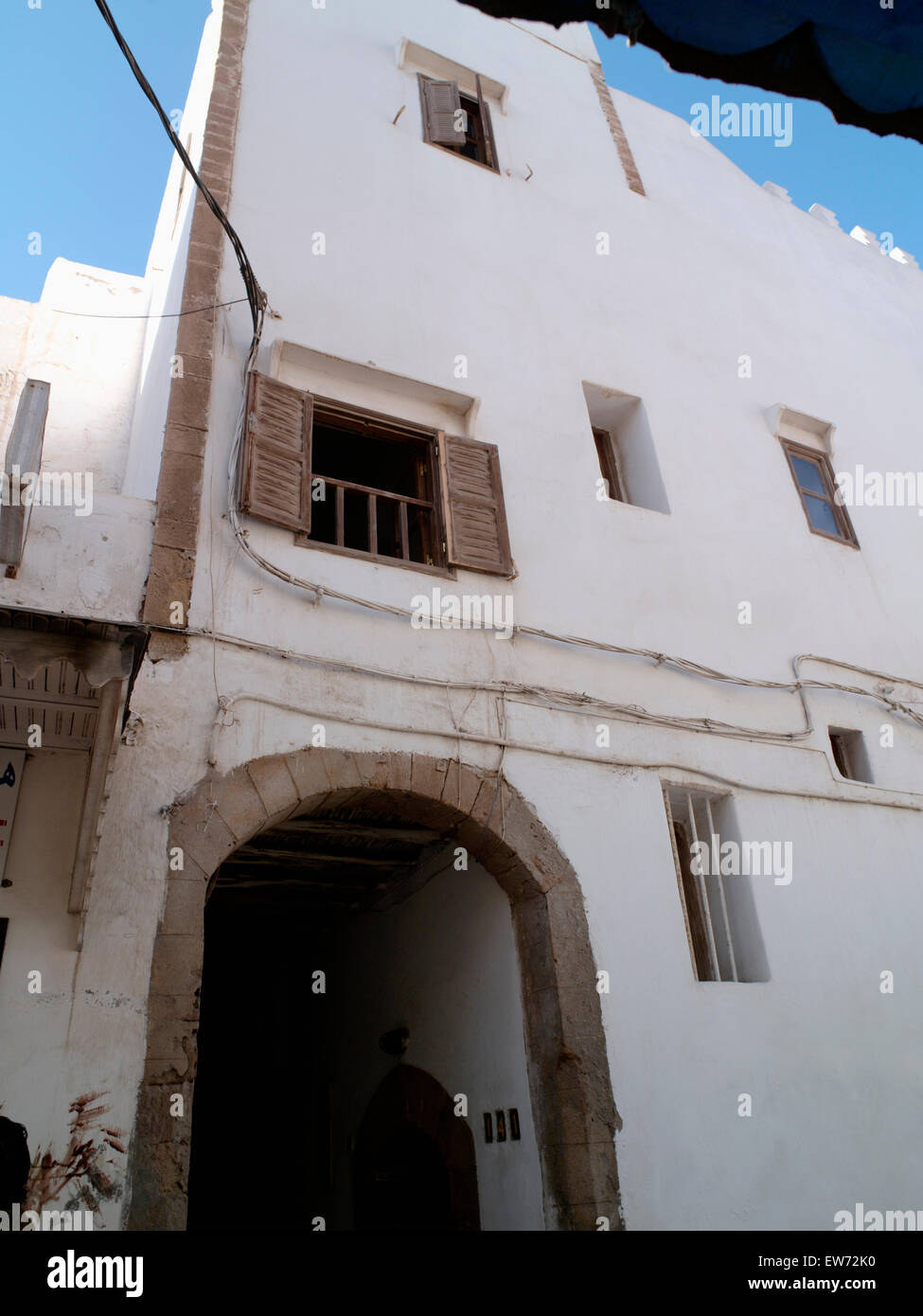 Tradizionale casa bianca nella Medina nella città di Essaouira in Marocco Foto Stock