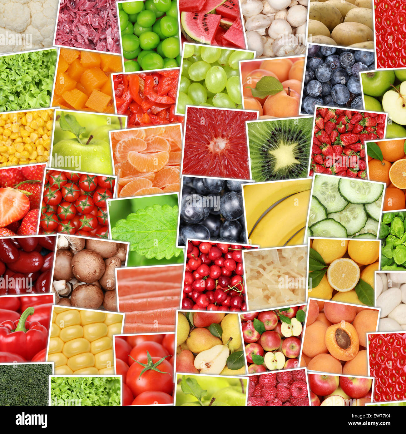 Frutta e verdura sfondo con i pomodori, i limoni e le mele, arance Foto Stock