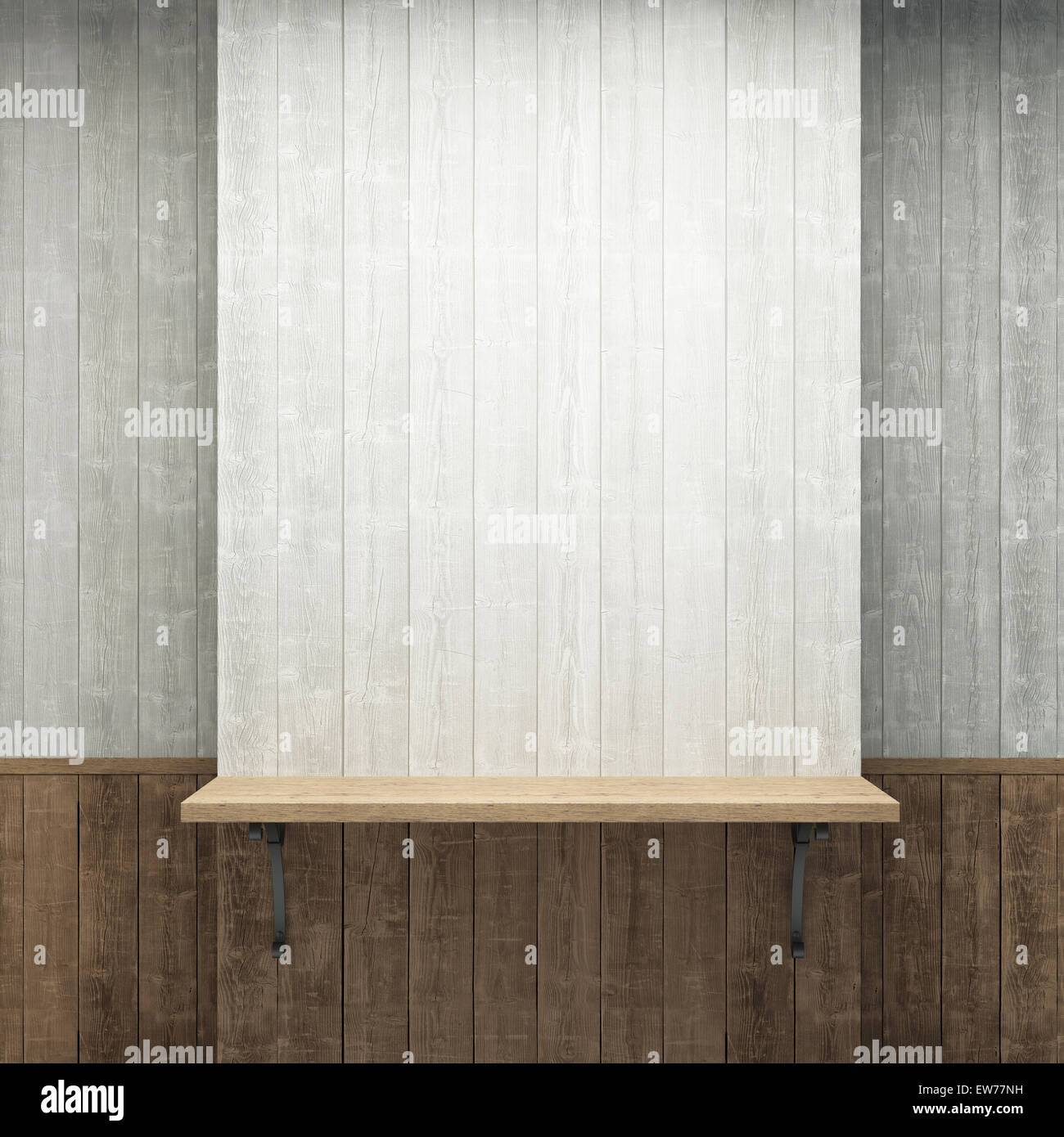 Vuoto da scaffale sulla parete in legno Foto Stock