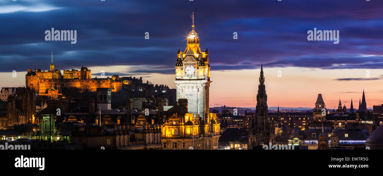 Edimburgo al tramonto, Scozia, Regno Unito Foto Stock