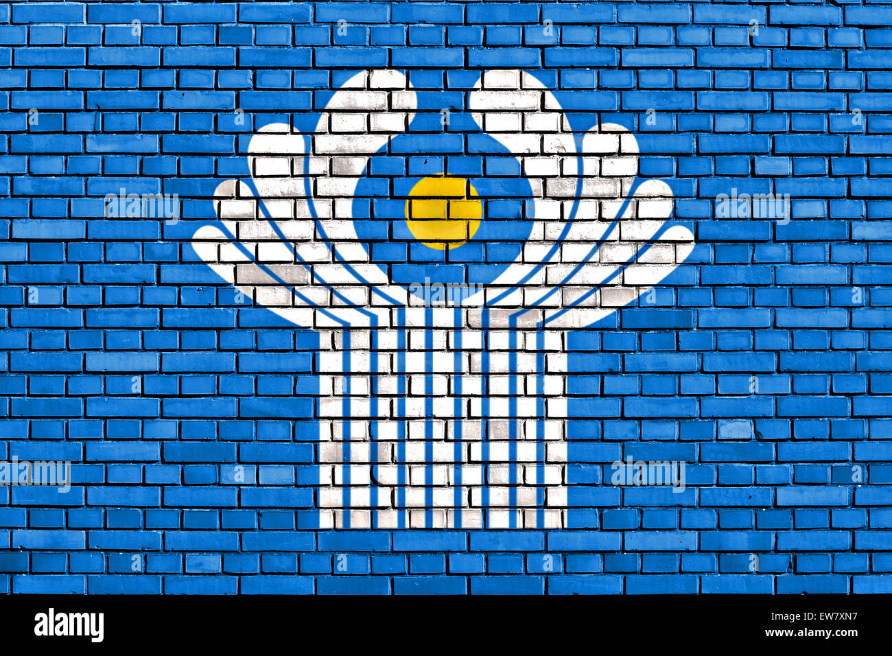 Bandiera del commonwealth degli Stati Indipendenti dipinta su un muro di mattoni Foto Stock