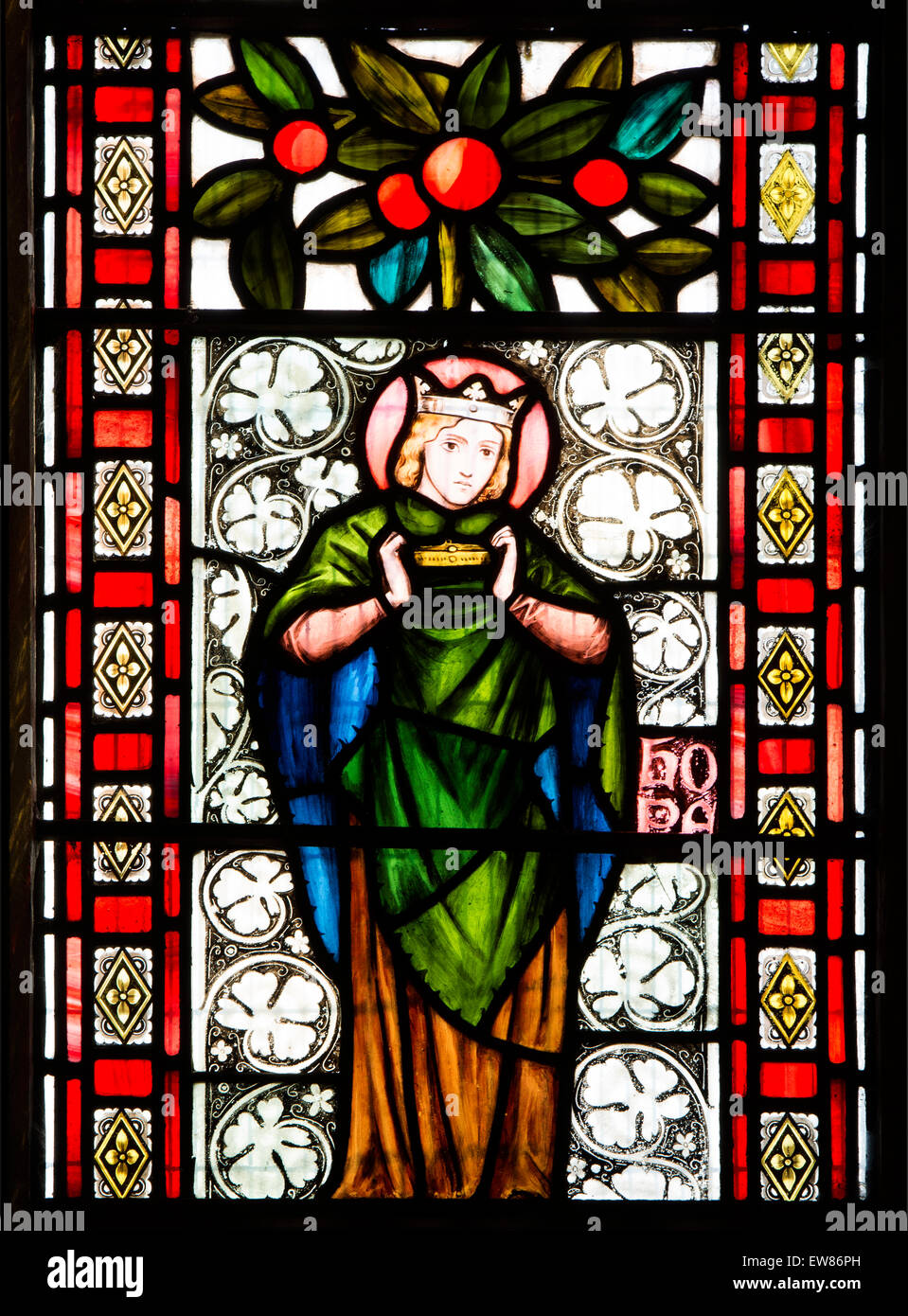 Speranza in vetro colorato, Santa Maria Vergine Chiesa, Forthampton, Gloucestershire, England, Regno Unito Foto Stock