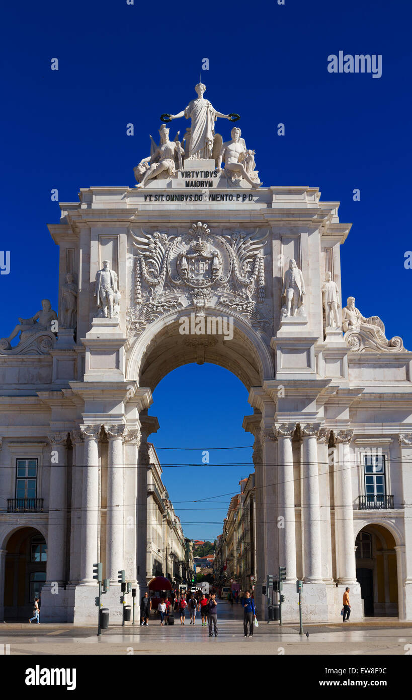 La Rua Augusta Arch a Lisbona, Portogallo Foto Stock