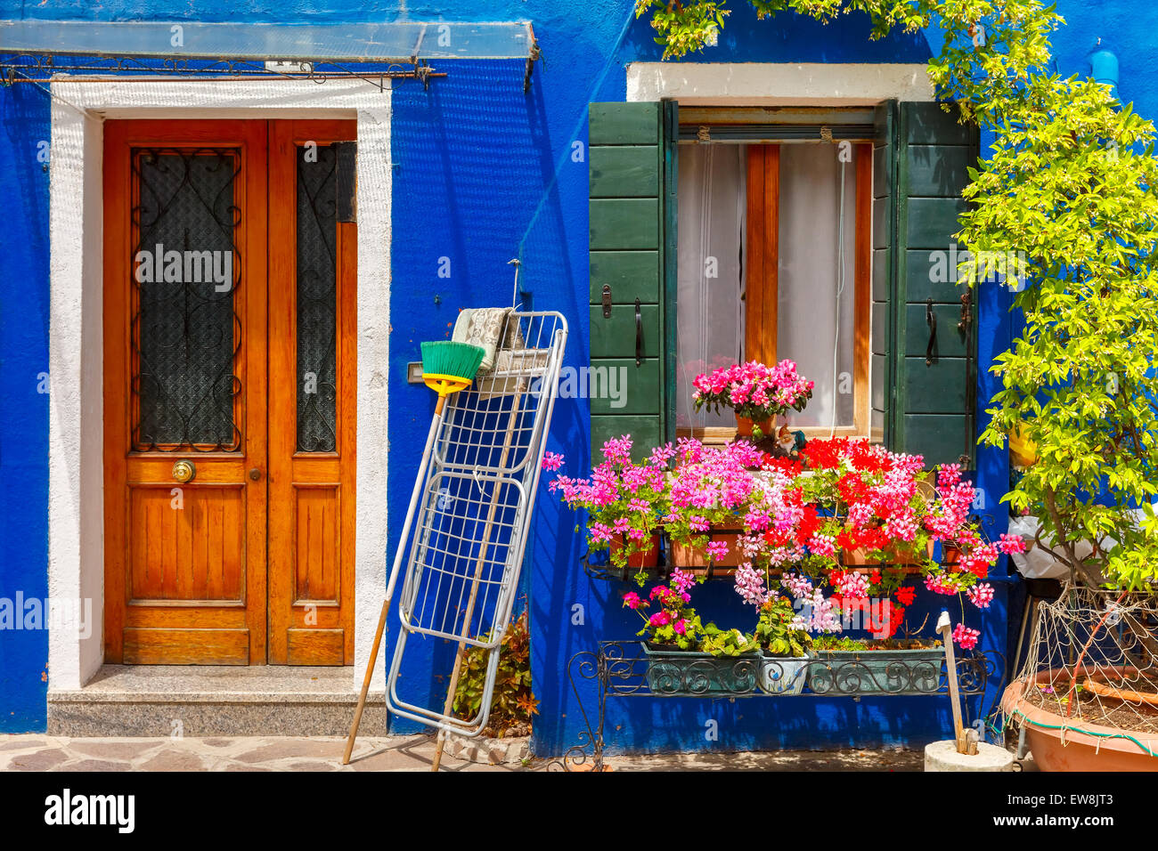 Case colorate sul Burano Venezia Italia Foto Stock