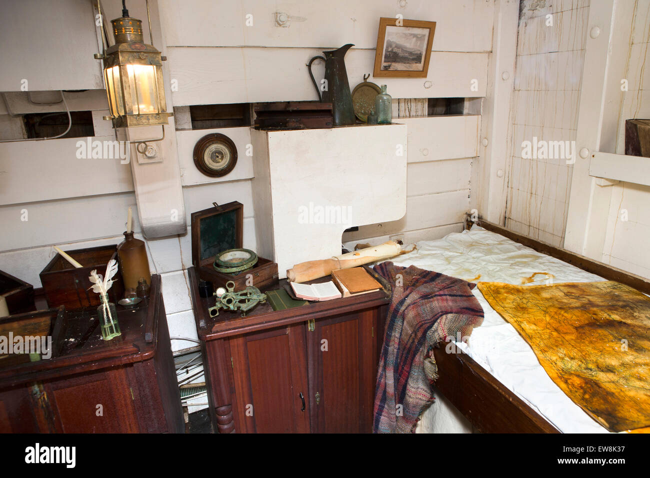 Irlanda, Co Wexford, New Ross, capitani interno cabina 1845 emigrante nave Dunbrody Foto Stock