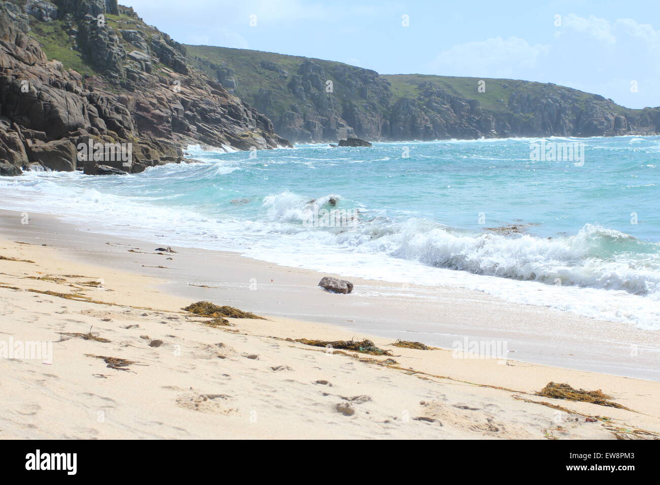 Cornwall Beach, Golden Sands e mare blu, Foto Stock