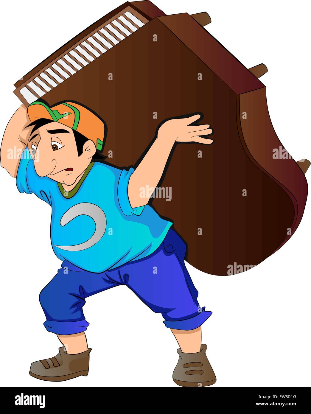 Uomo di sollevamento di un pianoforte, illustrazione vettoriale Illustrazione Vettoriale