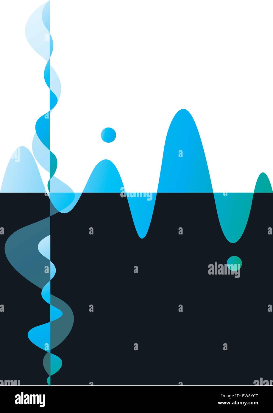 Curve, onde e cerchi in blu e nero, astratta, illustrazione vettoriale Illustrazione Vettoriale