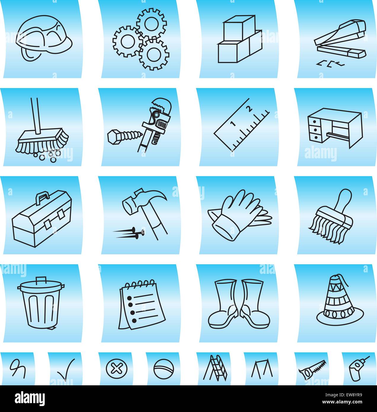 Costruzione di pulsanti e icone, illustrazione vettoriale Illustrazione Vettoriale