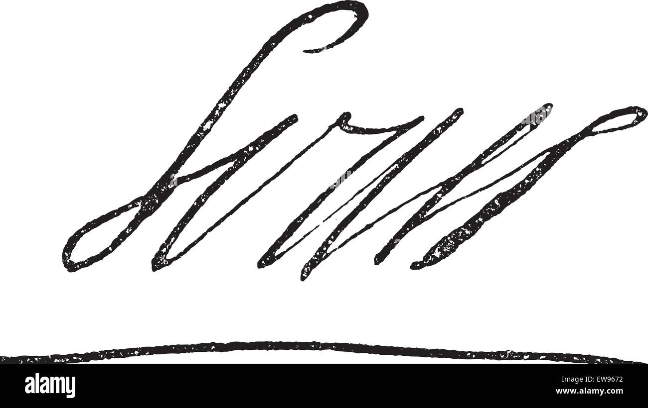 Firma di Luigi XIV o Luigi il Grande o Sun re, il Re di Francia (1638-1715), vintage illustrazioni incise. Dizionario di Illustrazione Vettoriale