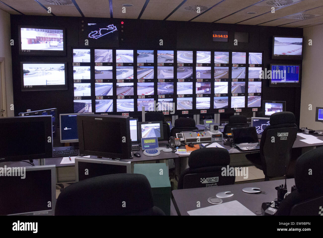 Sala di controllo del circuito della Catalogna Catalogna 2013 test (19-22 febbraio) Foto Stock