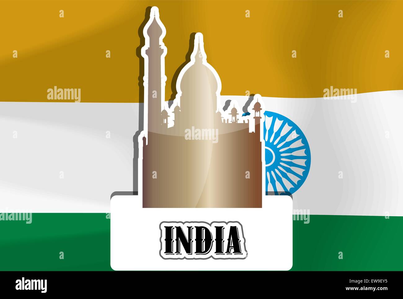 India, bandiera indiana, Tempio Dorato, illustrazione vettoriale Illustrazione Vettoriale