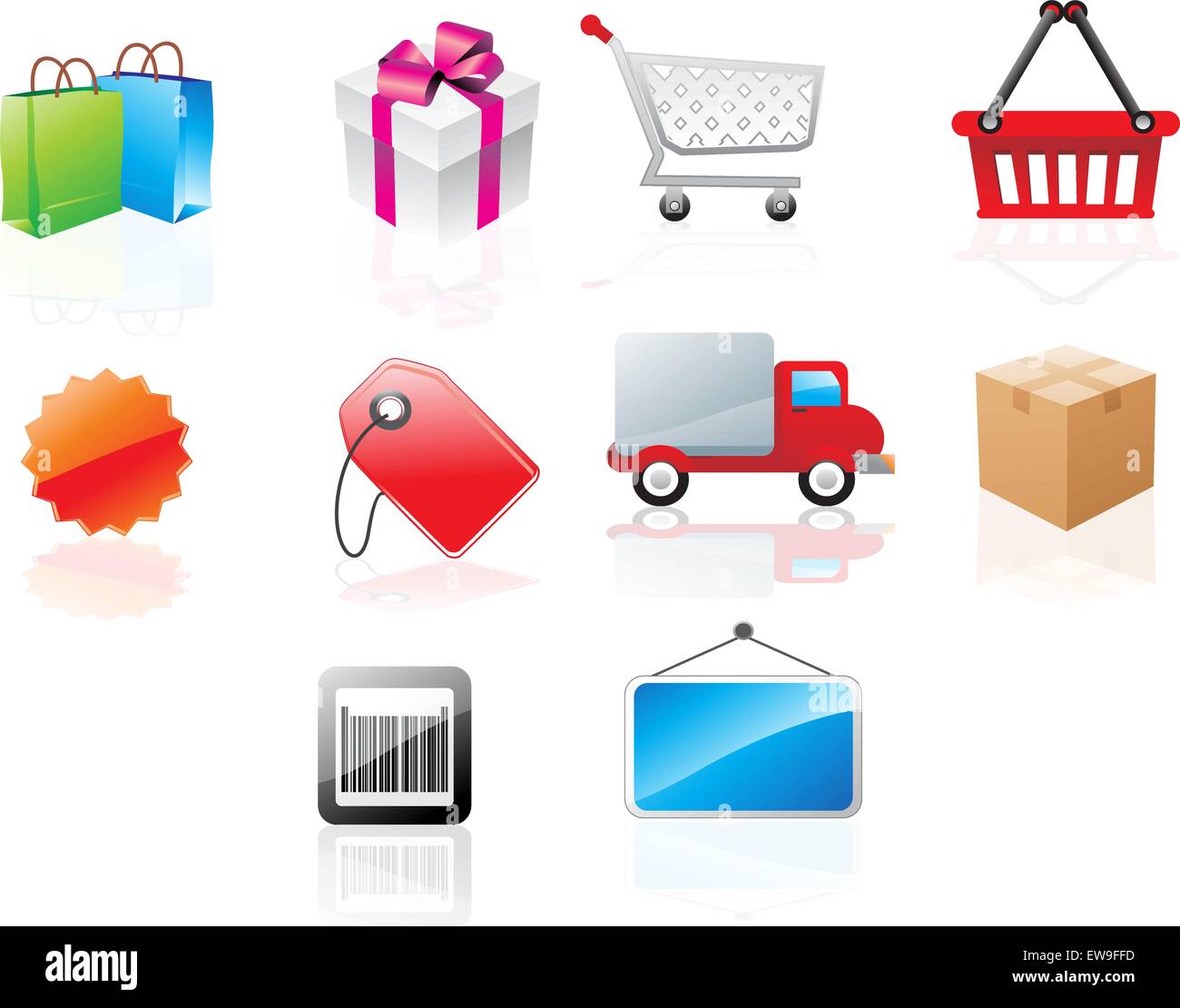 Le icone dei siti web con il tema dello shopping, illustrazione vettoriale Illustrazione Vettoriale