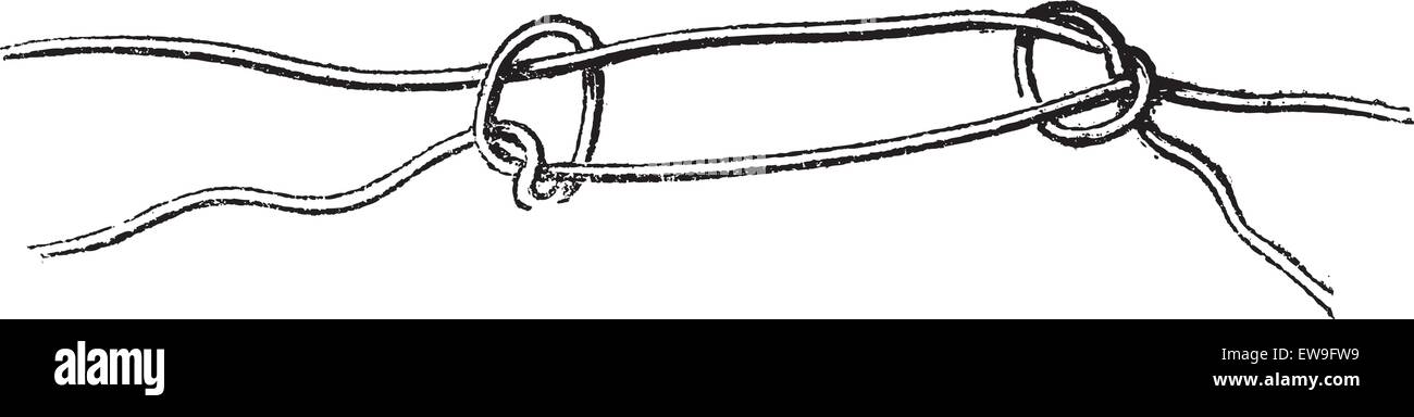 Inglese il nodo, vintage illustrazioni incise. Le Magasin pittoresco - Larive e Fleury - 1874 Illustrazione Vettoriale