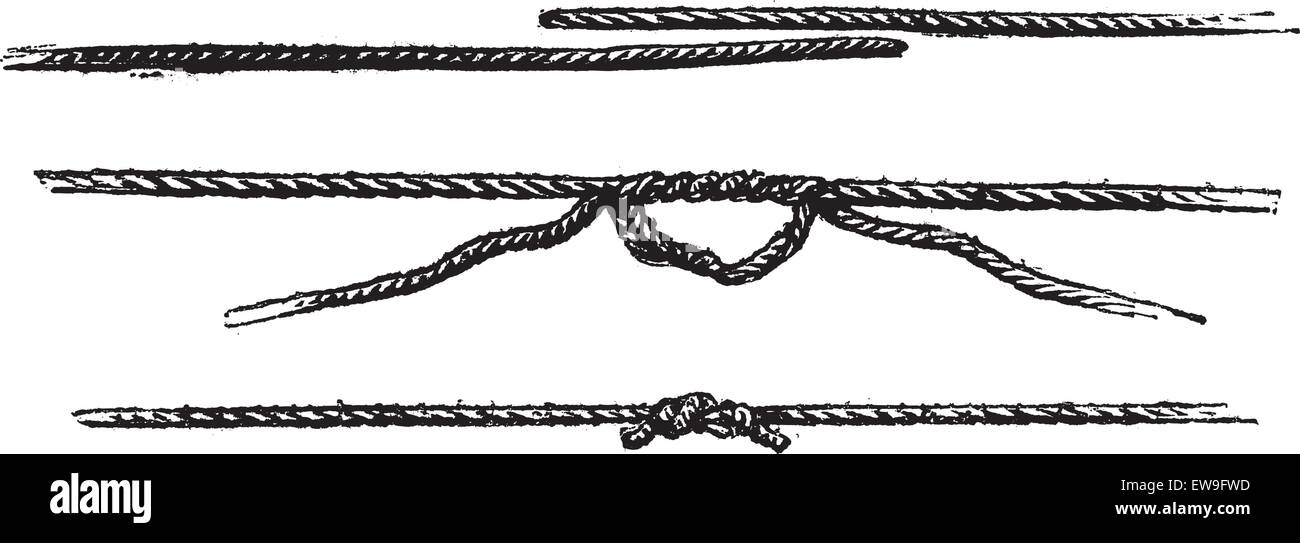 Fisherman's Knot, vintage illustrazioni incise. Le Magasin pittoresco - Larive e Fleury - 1874 Illustrazione Vettoriale