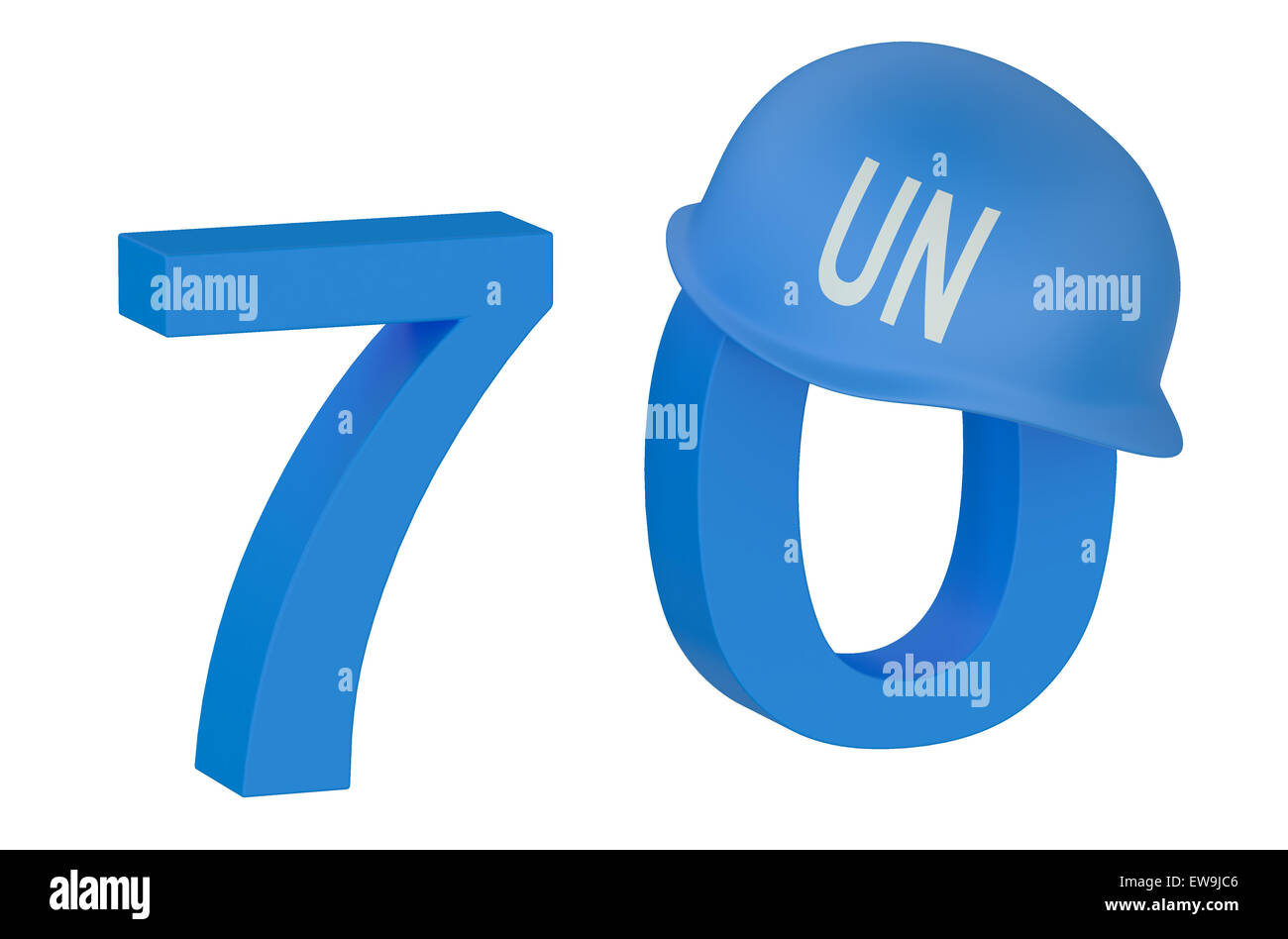 Nazioni Unite 70 anni concetto isolato su sfondo bianco Foto Stock