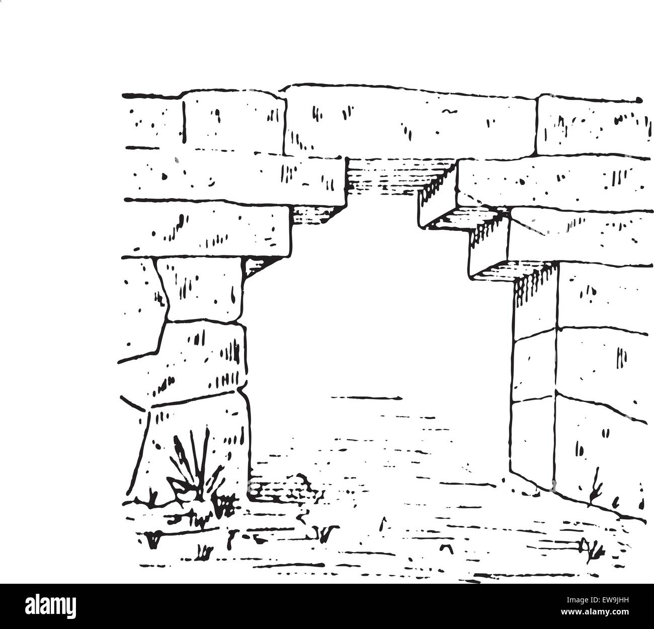 Vecchie illustrazioni incise del cancello a Phigalia in Arcadia, Grecia. Dizionario di parole e le cose - Larive e Fleury ? 1895 Illustrazione Vettoriale