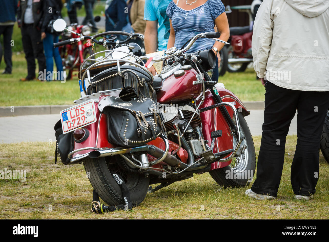 PAAREN IM GLIEN, Germania - 23 Maggio 2015: motociclo capo indiano Vintage. Oldtimer mostrano in MAFZ. Foto Stock